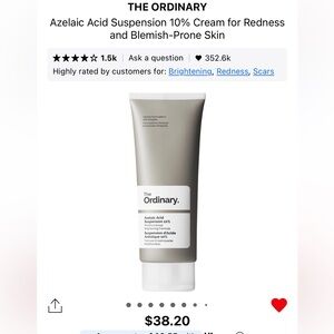 THE ORDINARY Azelaic Acid Suspension 10% Cream for Redness Blemish-Prone Skin